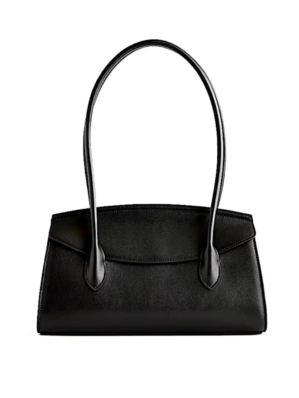 Quince Black Italian Leather East-West Shoulder Bag NWOT - Picture 1 of 12